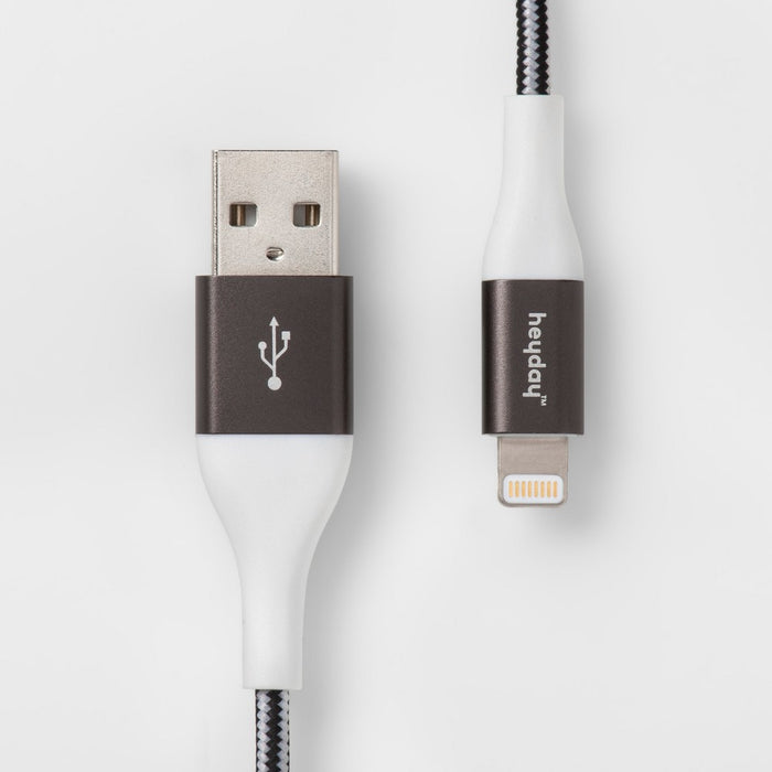 4' Lightning to USB-A Braided Cable - heyday Black/White/Gunmetal