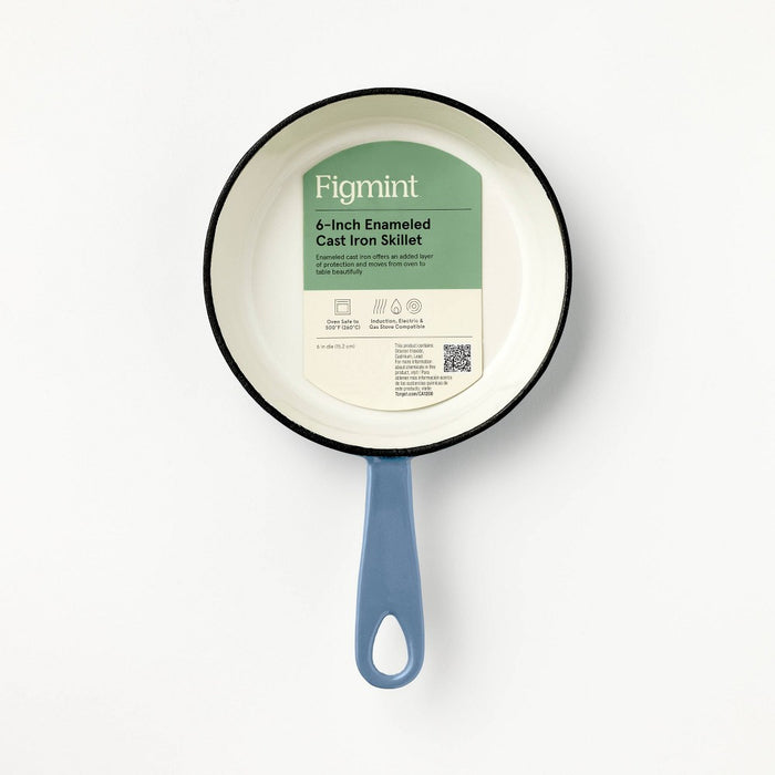 6" Enameled Cast Iron Skillet Blue - Figmint