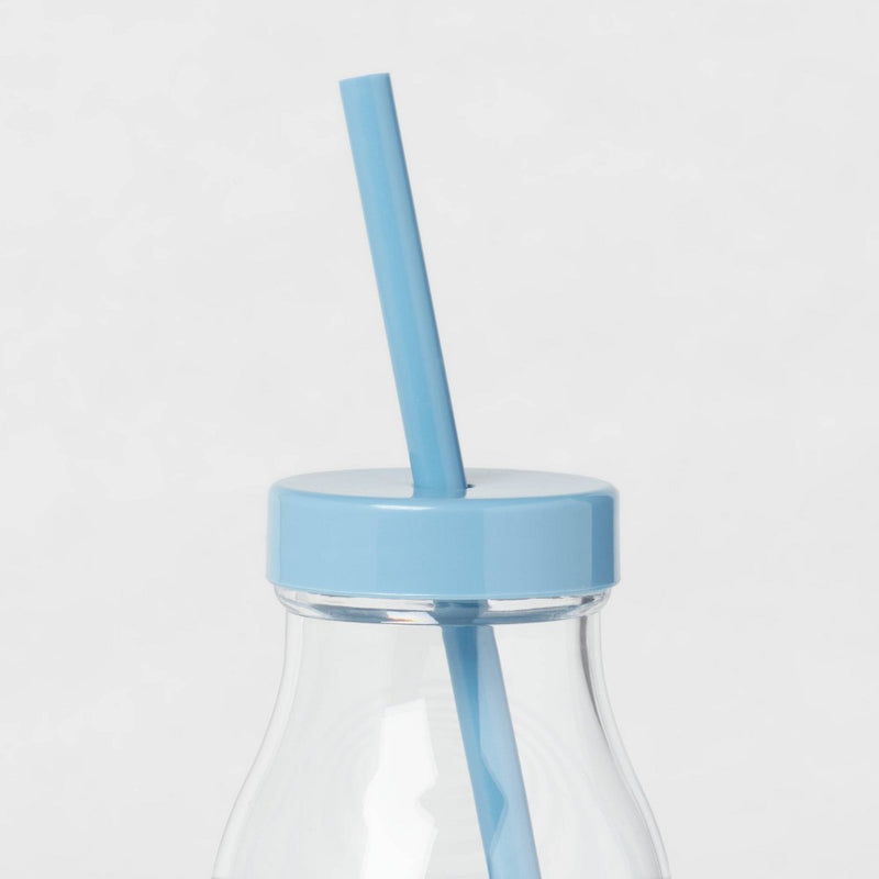 14oz Plastic Kids' Milk Bottle Light Blue - Pillowfort