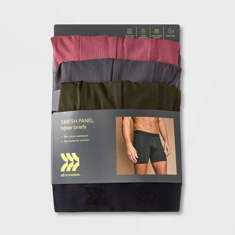 Men's Jersey Mesh 3pk Boxer Briefs - All in Motion Olive Green XL