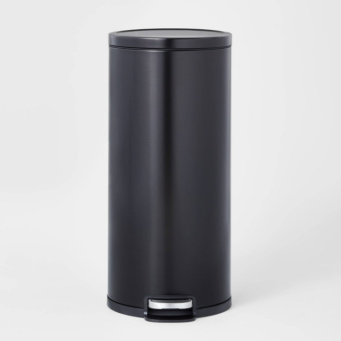 30L Round Step Trash Can Black - Brightroom (LOCAL PICKUP ONLY)