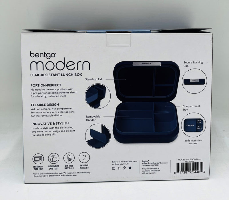 Bentgo Modern 4 Compartment Bento Style Leakproof Lunch Box - Navy