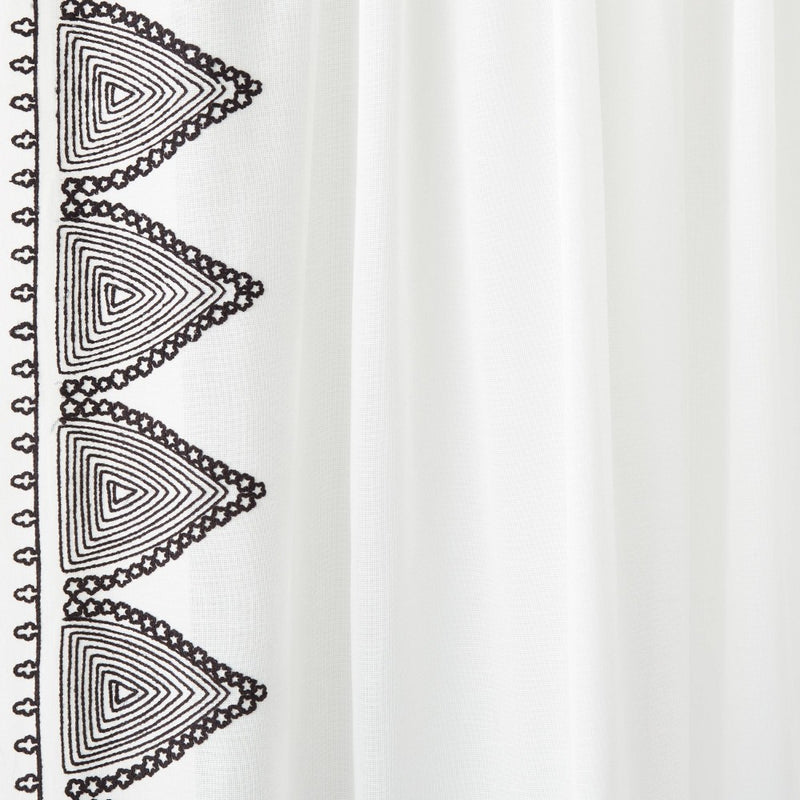 1pc 54"x63" Light Filtering Diamond Border Window Curtain Panel White - Opalhouse designed with Jungalow