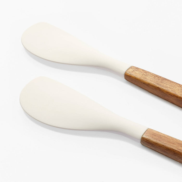 2pk Acacia Wood/Silicone Mini Spatula Set Cream - Figmint