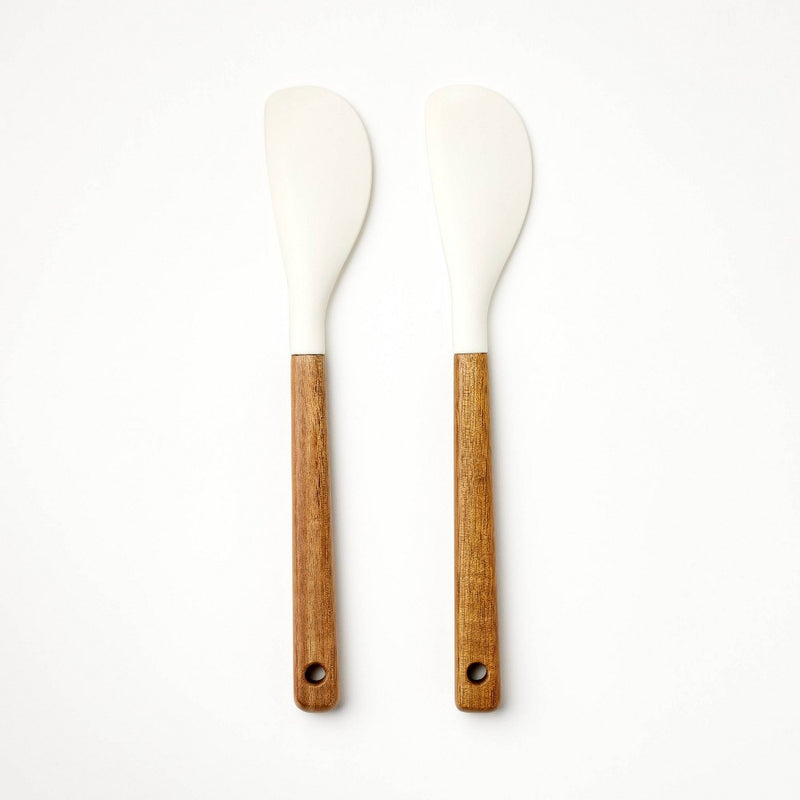 2pk Acacia Wood/Silicone Mini Spatula Set Cream - Figmint
