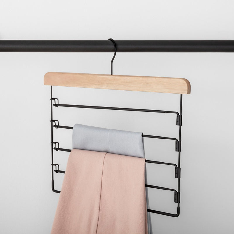 5 Tier Pants Hanger Black with Natural Wood - Brightroom