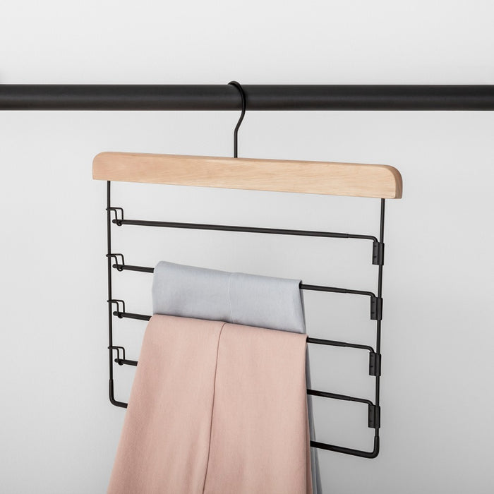 5 Tier Pants Hanger Black with Natural Wood - Brightroom