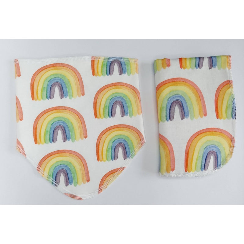 STINA & MAE Over The Rainbow Organic Cotton Baby Bib/Burp Cloth Set - 2pk
