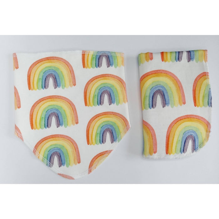 STINA & MAE Over The Rainbow Organic Cotton Baby Bib/Burp Cloth Set - 2pk