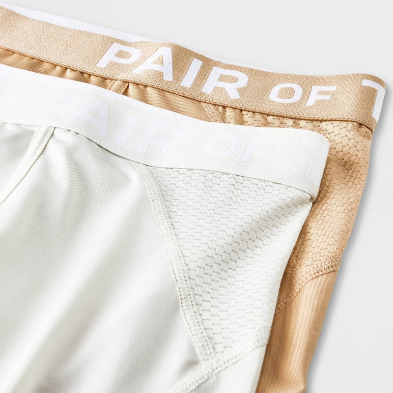 Pair of Thieves Men's SuperCool Boxer Briefs 2pk - Neutral XL: Moisture-Wicking, Anti-Odor, Air Vents, Contoured Pouch, No-Ride Fit