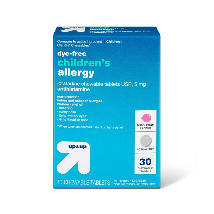Children's Dye-Free Loratadine Allergy Relief Chewable Tablets - Bubblegum - 30ct - up & up