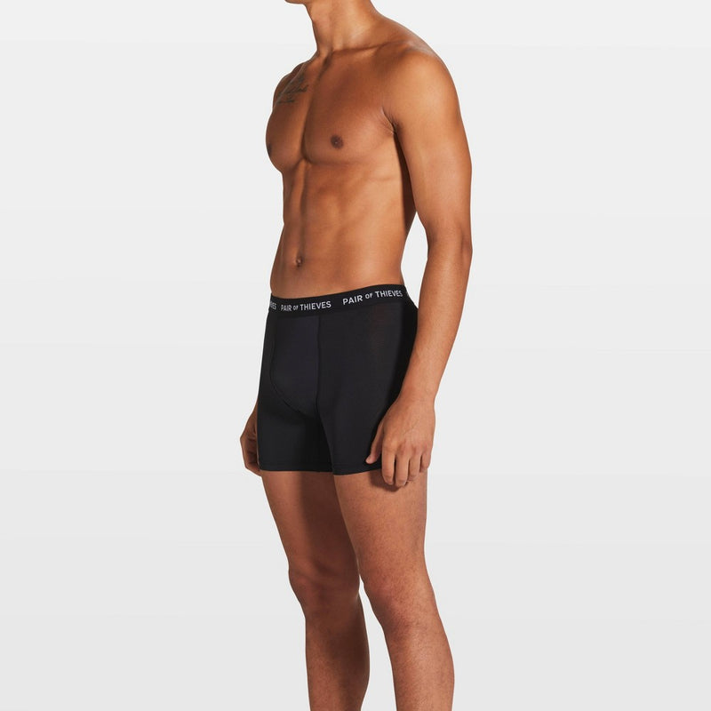 Pair of Thieves Men's Super Fit Paint Splatter Boxer Briefs 2pk - Black/Blue L: Comfort Stretch, Lightweight, Opaque