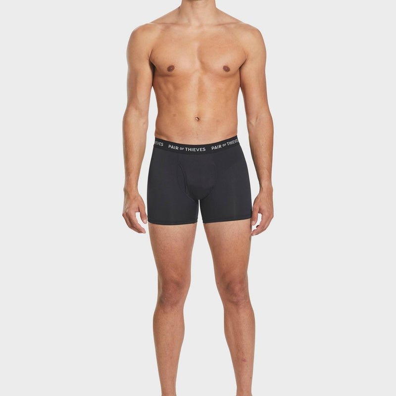 Pair of Thieves Men's Super Fit Paint Splatter Boxer Briefs 2pk - Black/Blue L: Comfort Stretch, Lightweight, Opaque