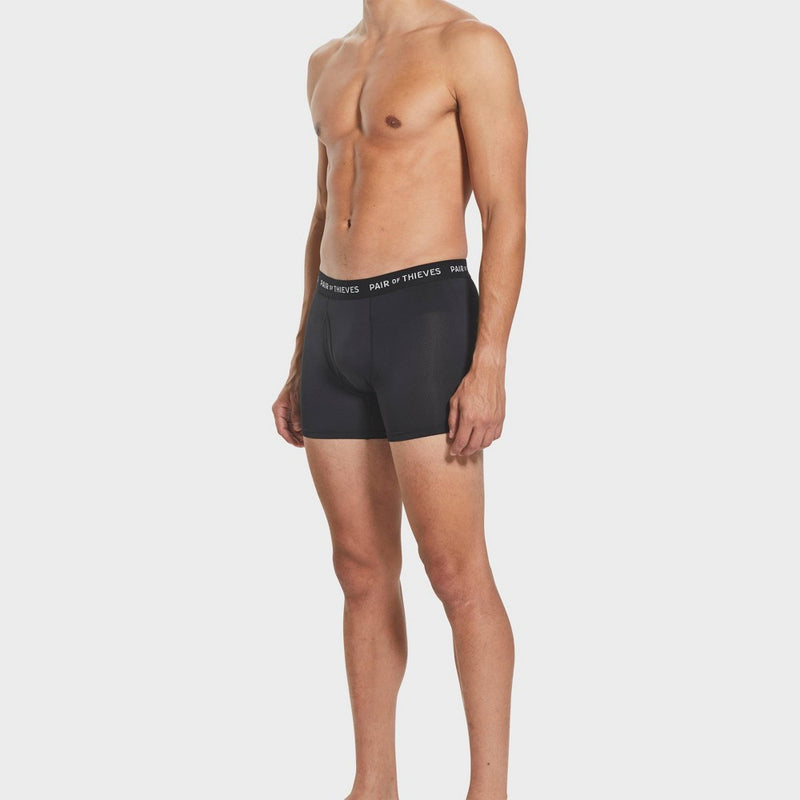 Pair of Thieves Men's Super Fit Paint Splatter Boxer Briefs 2pk - Black/Blue L: Comfort Stretch, Lightweight, Opaque
