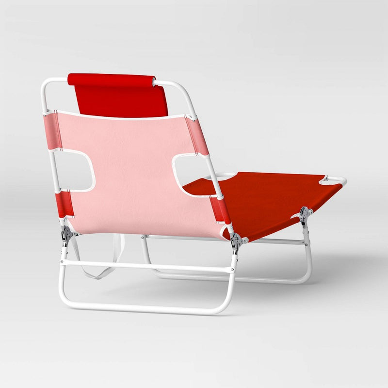 Recycled Fabric Outdoor Portable Beach Lounger Pink - Sun Squad (LOCAL PICKUP ONLY)