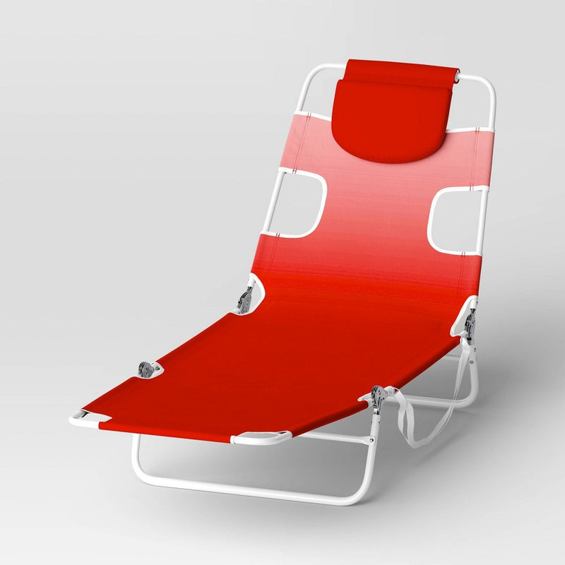 Recycled Fabric Outdoor Portable Beach Lounger Pink - Sun Squad (LOCAL PICKUP ONLY)