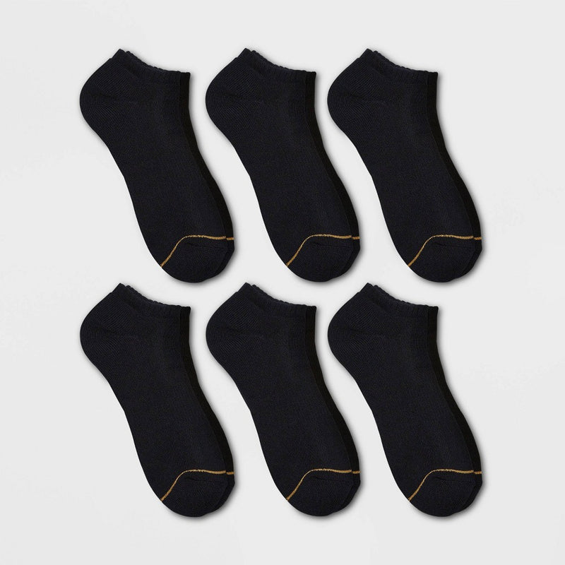 Signature Gold by GOLDTOE Men's Modern Essential No Show Socks 6pk - Black 6-12.5