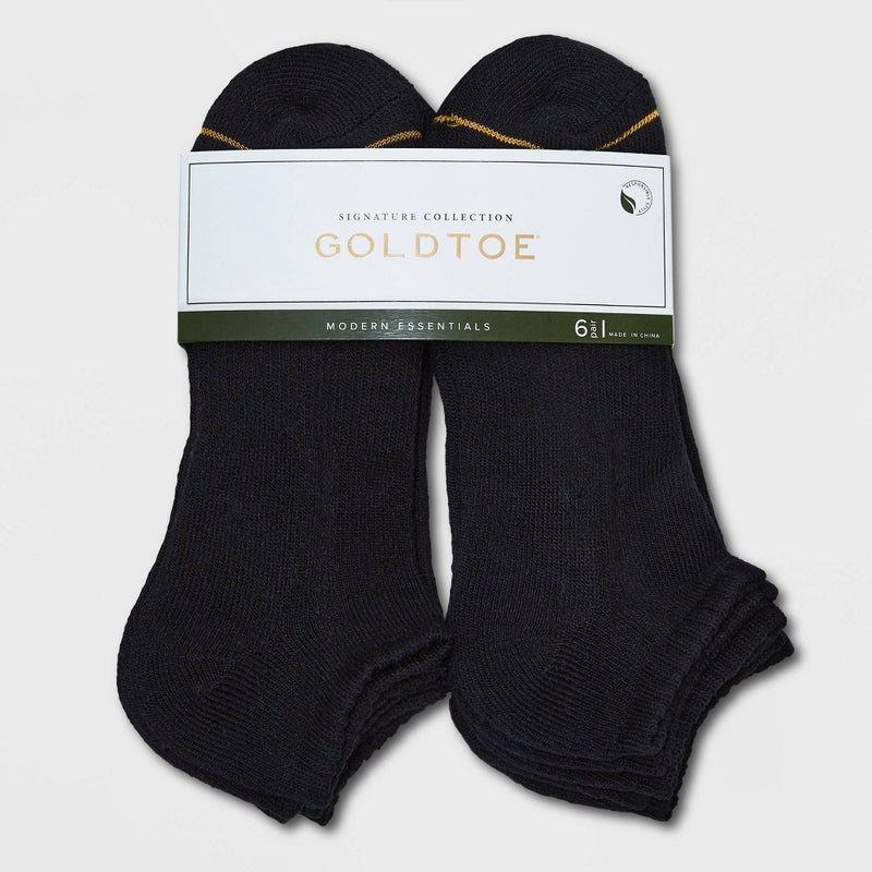 Signature Gold by GOLDTOE Men's Modern Essential No Show Socks 6pk - Black 6-12.5