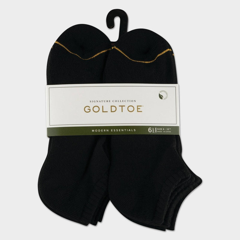 Signature Gold by GOLDTOE Men's Modern Essential No Show Socks 6pk - Black 6-12.5