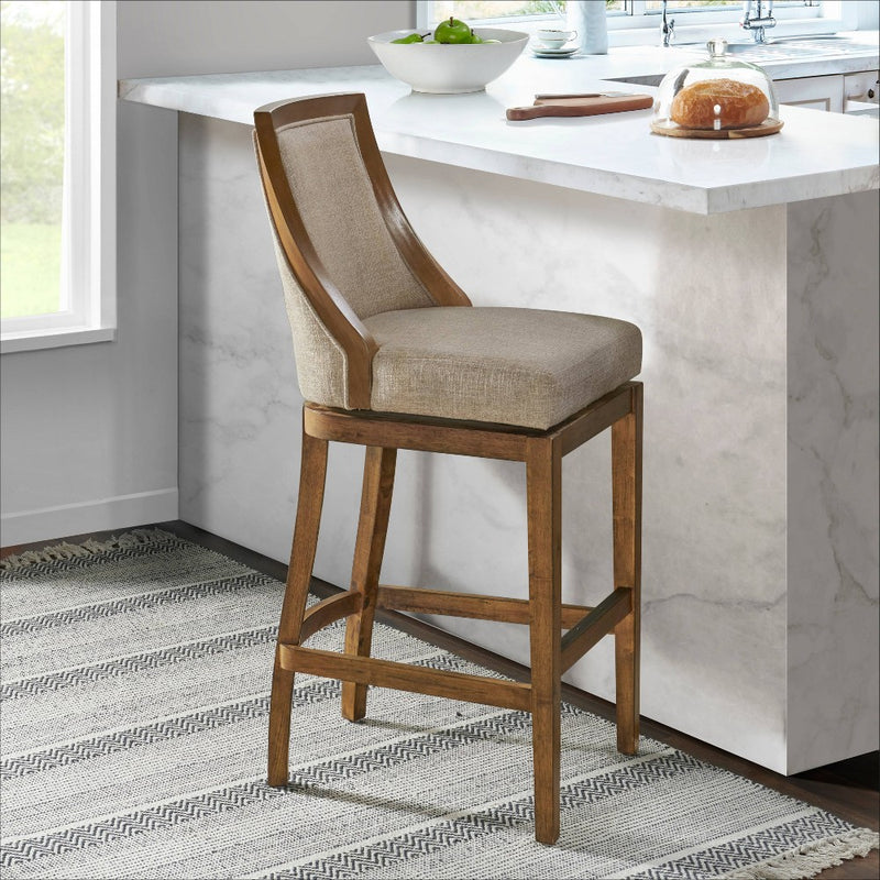 Ellie Bar Height Stool with Back Brown - Alaterre Furniture (LOCAL PICKUP ONLY)
