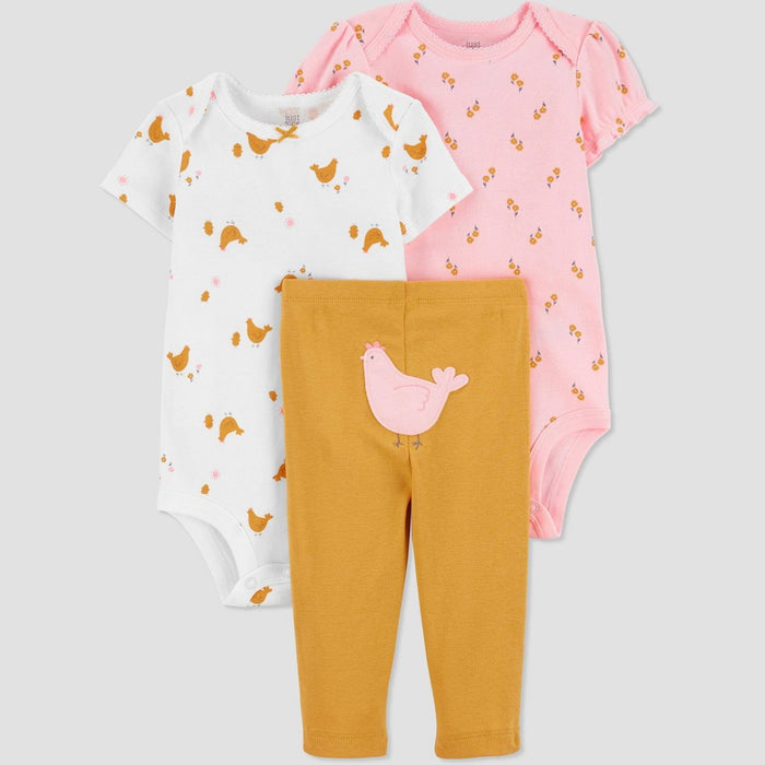 Carter's Just One You Baby Girls' Heart Top & Bottom Set - Yellow/Pink 6M