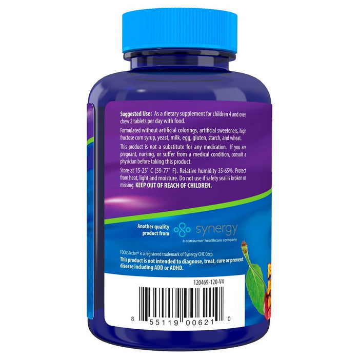 Focus Factor Kids Extra Strength Brain Vitamin Daily Chewables - 120ct