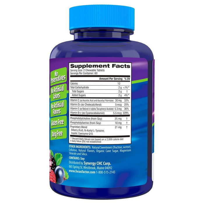 Focus Factor Kids Extra Strength Brain Vitamin Daily Chewables - 120ct