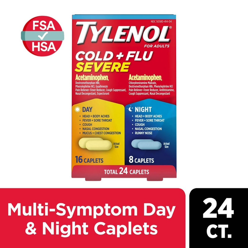 Tylenol Cold+Flu Severe Day/Night Caplets - Acetaminophen - 24ct