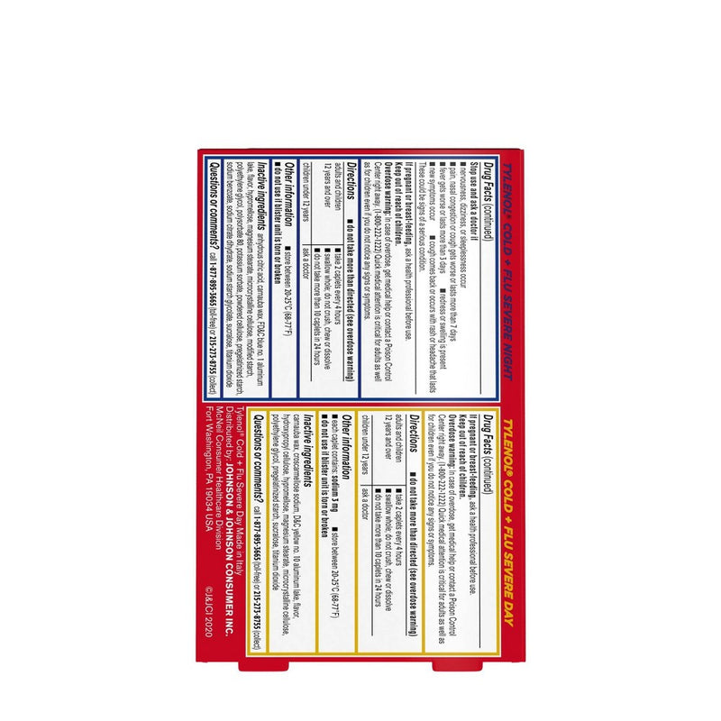 Tylenol Cold+Flu Severe Day/Night Caplets - Acetaminophen - 24ct