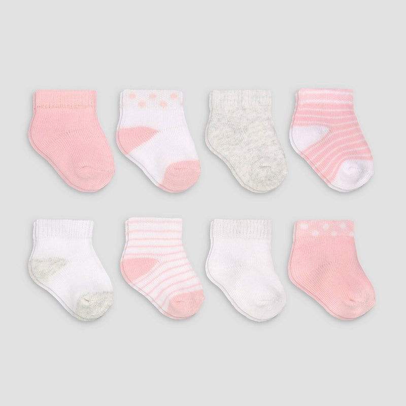 Carter's Just One You 8pk Baby Girls' Ankle G Basic Terry Socks - 0-3M