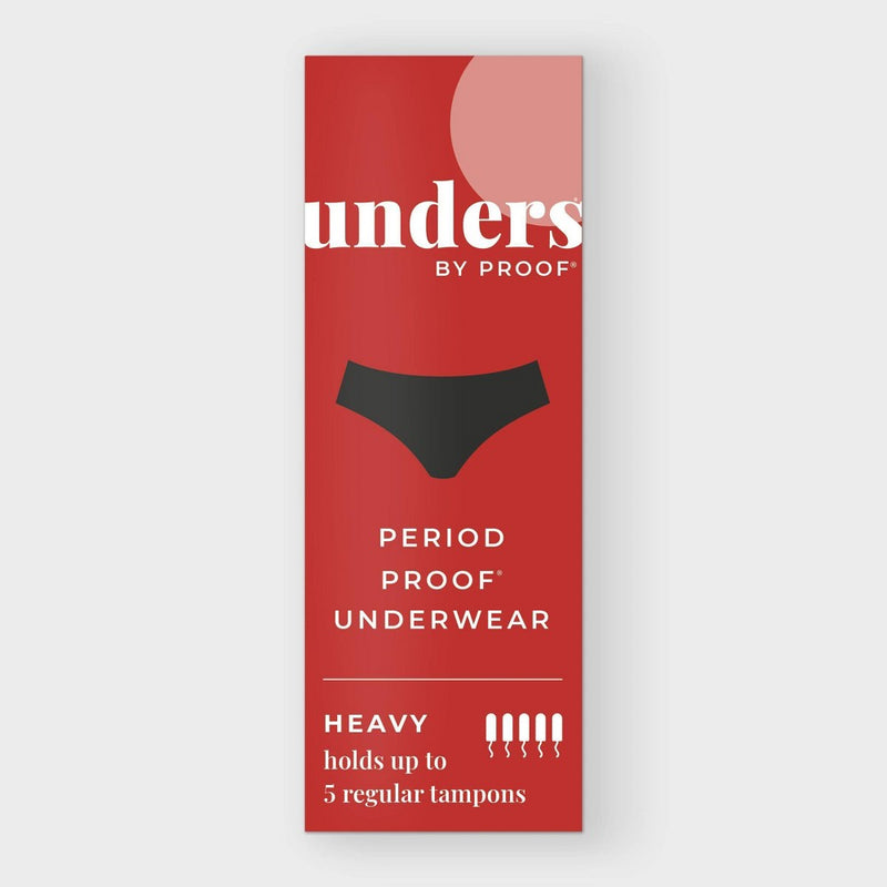 Unders by Proof Period Underwear Briefs - Heavy Absorbency - Black - XS/S