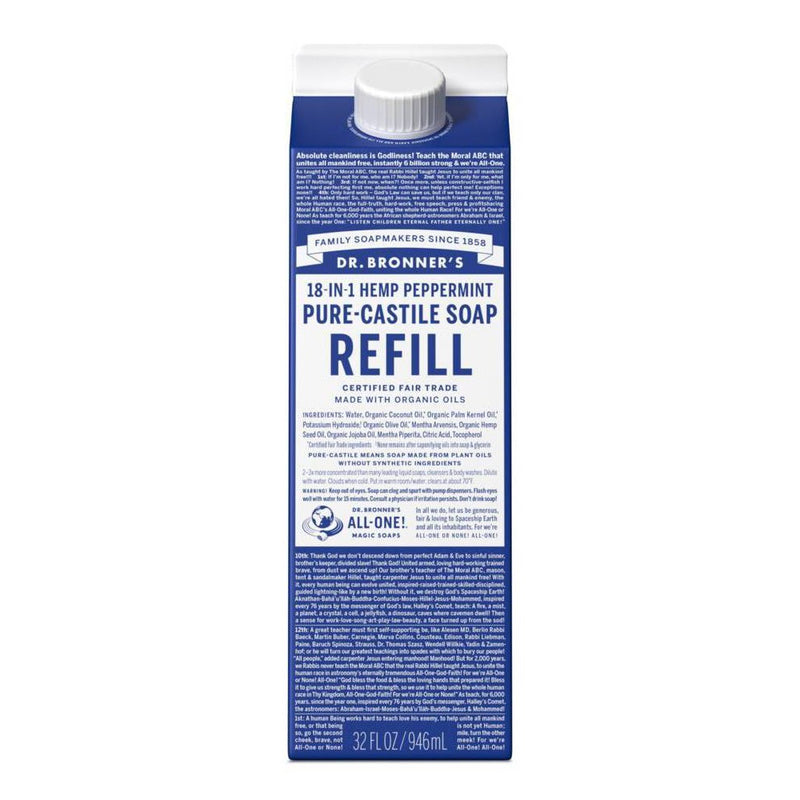 Dr. Bronner's Peppermint Pure Castile Soap Refill Carton - 32oz