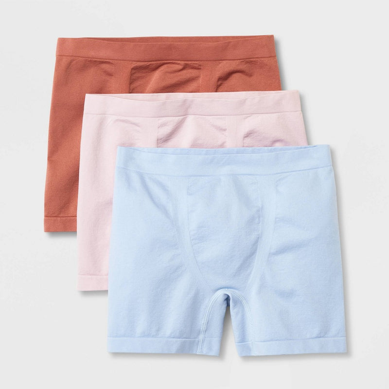 Kids' 3pk Seamless Boxer Shorts - art class Blue/Pink/Blush Pink L