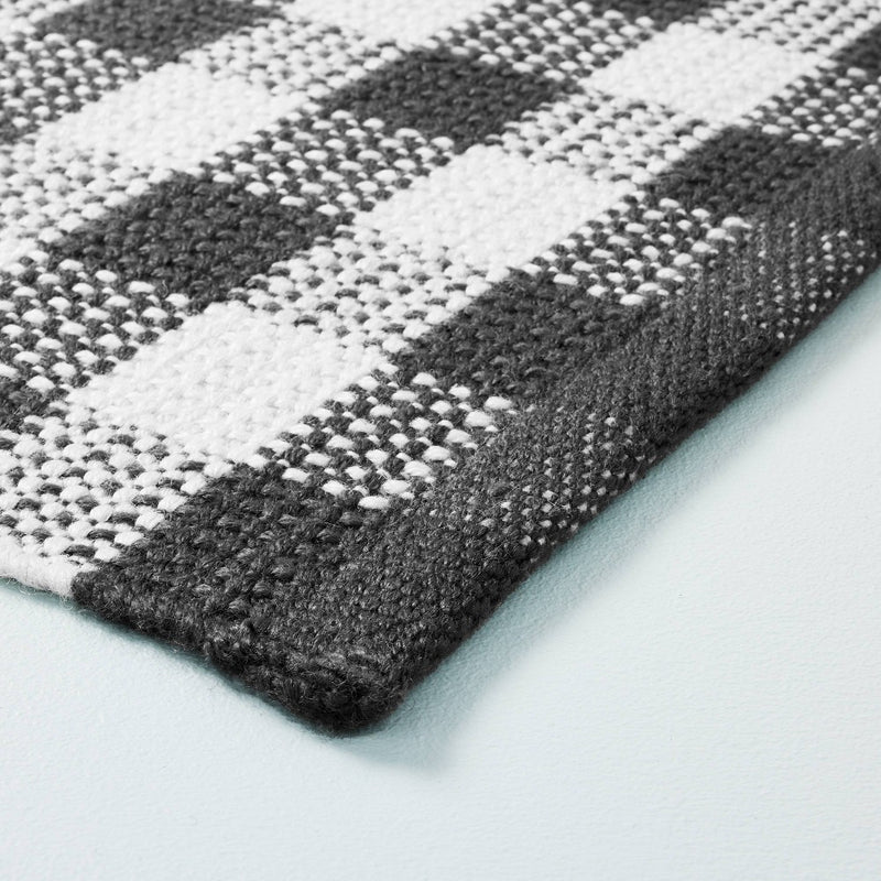 30"x50" Textured Gingham Indoor/Outdoor Woven Accent Rug Dark Gray/Cream - Hearth & Hand with Magnolia (LOCAL PICKUP ONLY)
