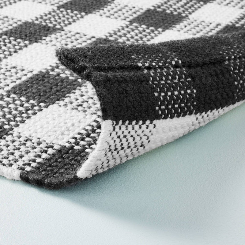 30"x50" Textured Gingham Indoor/Outdoor Woven Accent Rug Dark Gray/Cream - Hearth & Hand with Magnolia (LOCAL PICKUP ONLY)