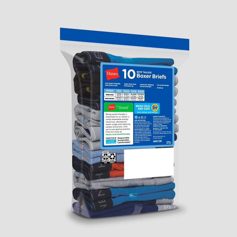 Hanes Boys' 10pk Boxer Briefs - Colors May Vary S