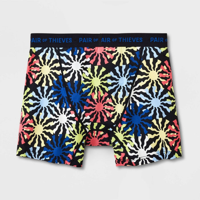 Pair of Thieves Men's Starburst Print Super Fit Boxer Briefs - Blue/White/Red L
