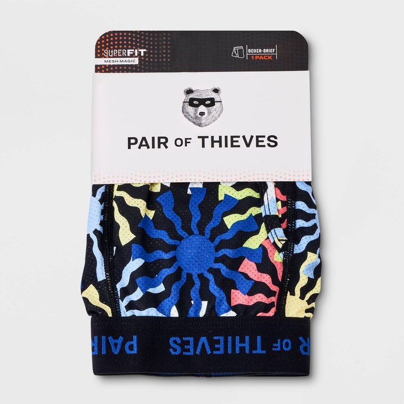 Pair of Thieves Men's Starburst Print Super Fit Boxer Briefs - Blue/White/Red L