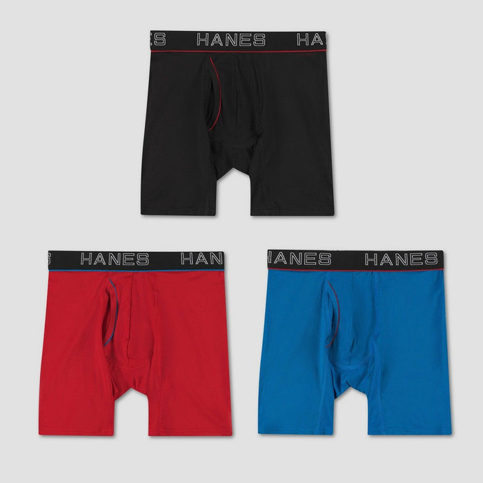 Hanes Premium Men's Comfort Flex Fit Boxer Briefs 3pk - Black/Red/Blue L