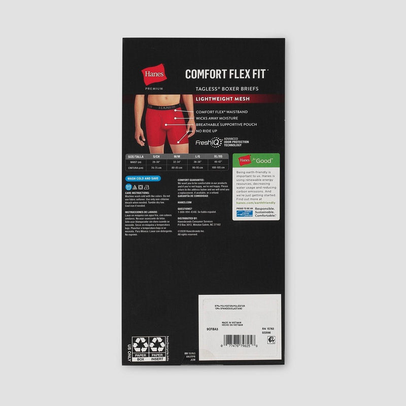 Hanes Premium Men's Comfort Flex Fit Boxer Briefs 3pk - Black/Red/Blue L