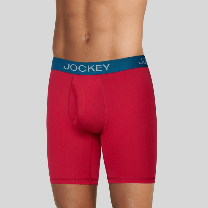 Jockey Generation Men's Microfiber Stretch Long Leg Boxer Briefs 3pk - Berry/Mint/Black S