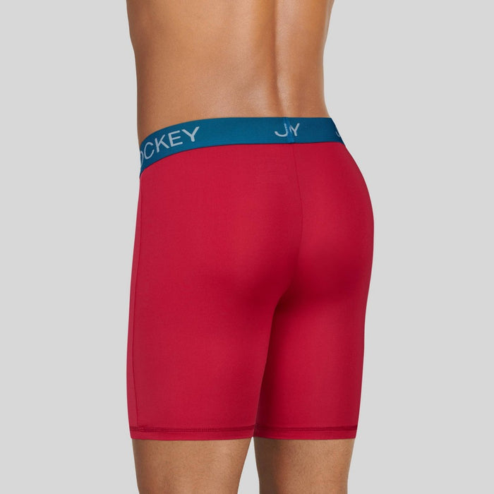 Jockey Generation Men's Microfiber Stretch Long Leg Boxer Briefs 3pk - Berry/Mint/Black S