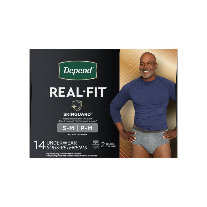 Depend Real Fit Incontinence Underwear for Men - Maximum Absorbency - S/M - Black & Gray - 14ct
