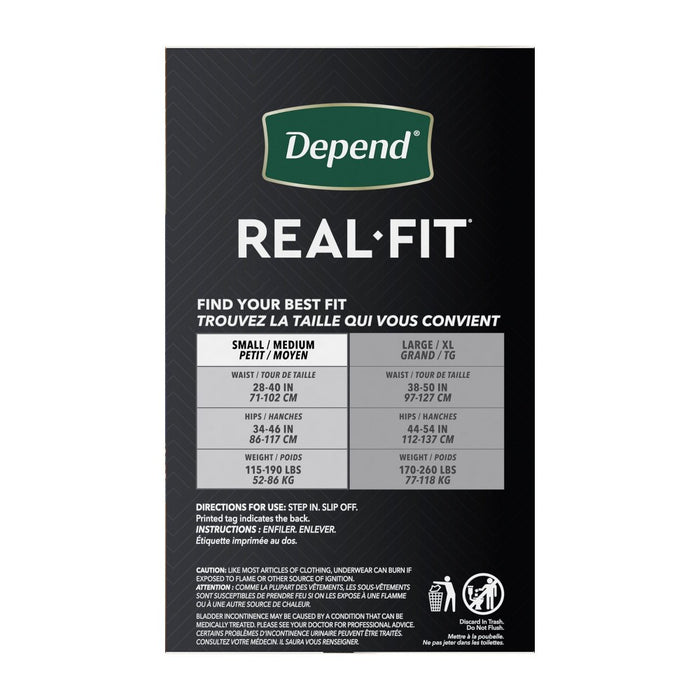 Depend Real Fit Incontinence Underwear for Men - Maximum Absorbency - S/M - Black & Gray - 14ct
