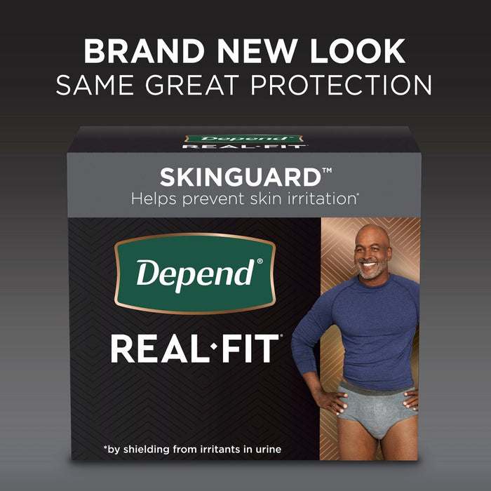 Depend Real Fit Incontinence Underwear for Men - Maximum Absorbency - S/M - Black & Gray - 14ct