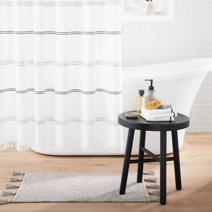 20" x 32" Solid Tassels Bath Rug Gray - Hearth & Hand with Magnolia