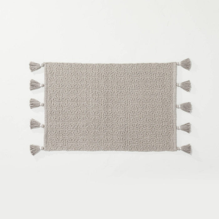 20" x 32" Solid Tassels Bath Rug Gray - Hearth & Hand with Magnolia