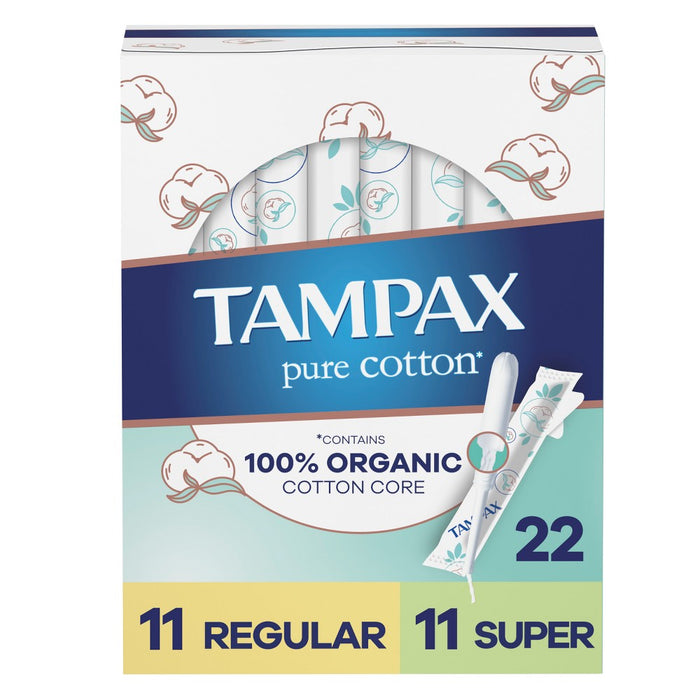 Tampax Pure Cotton Tampons - Regular/Super - 22ct