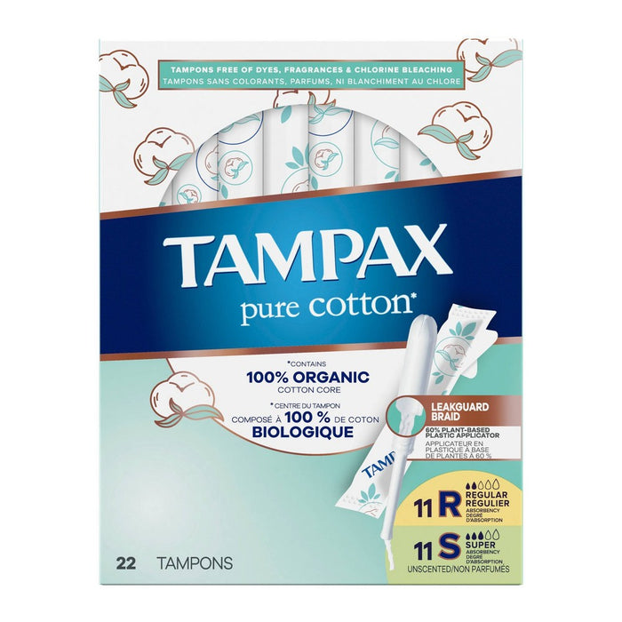 Tampax Pure Cotton Tampons - Regular/Super - 22ct