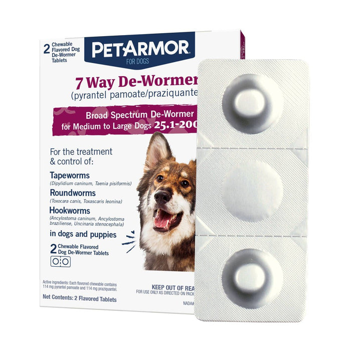PetArmor 7-Way Deworm Dog Insect Treatment for Dogs - Above 25lbs EXP 08/2025